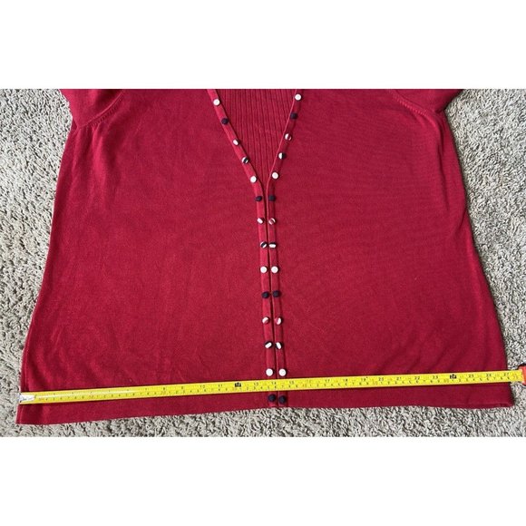 CJ Banks Women Size 3X Red Sweater Button Detail Cotton Lightweight Casual - Picture 10 of 14